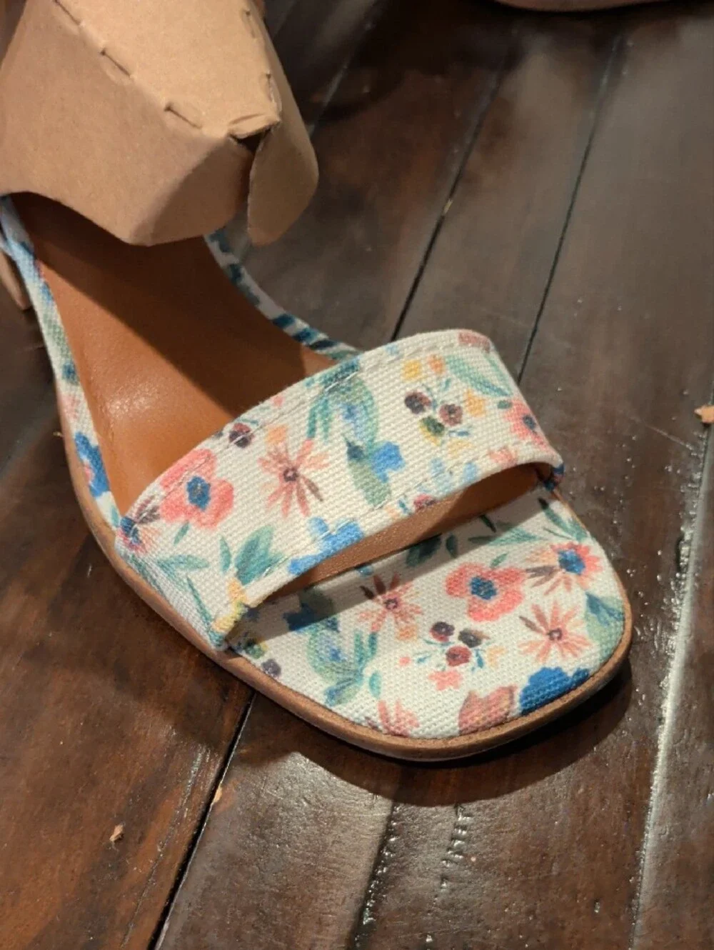 Lucky Brand Floral Hallia Block Heel Sandal - White Multi